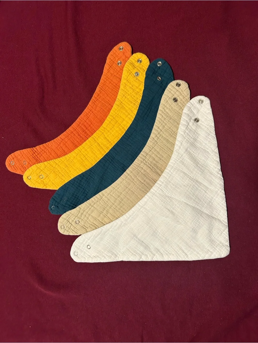 5 Pc Neutral & Bright Muslin Bandana Bib Set